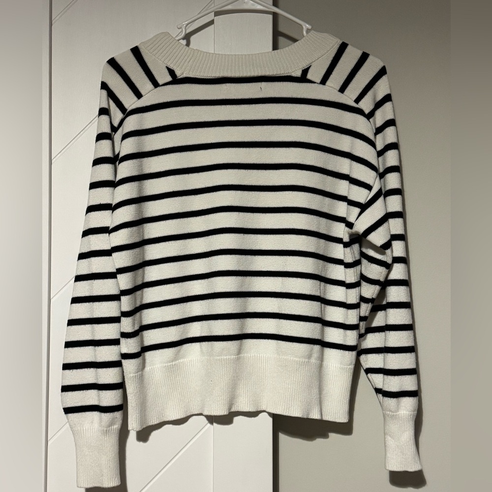Truth by Republic Striped Knit Sweater Black White Small - Picture 5 of 7